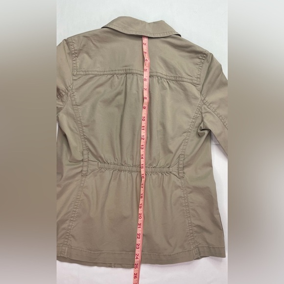 J. Crew Khaki Jacket Button Up Tan Cotton Elastic Waist Back Size 4 - Picture 7 of 7